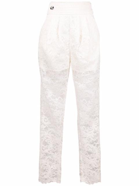 straight-leg lace trousers