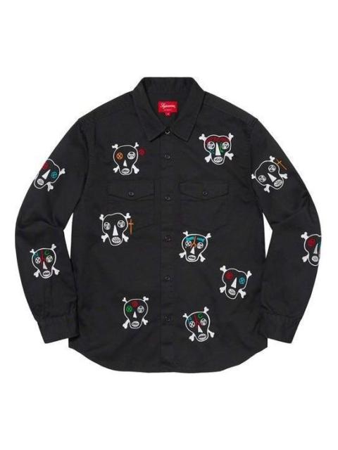 Supreme x Clayton Patterson Skulls Embroidered Work Shirt 'Black White' SUP-SS21-602