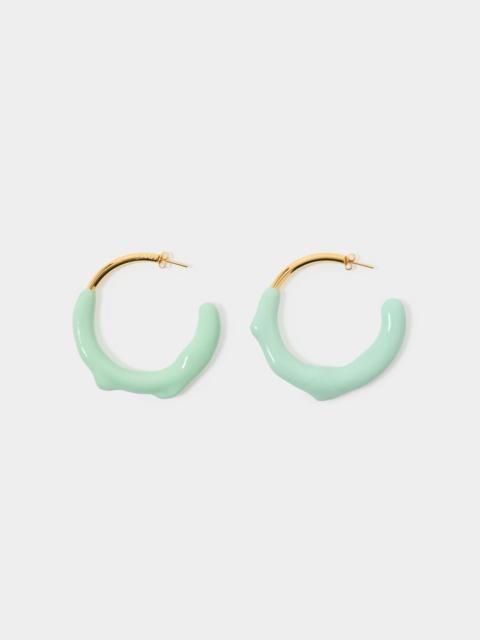 RUBBERIZED HOOP EARRINGS GOLD / mint