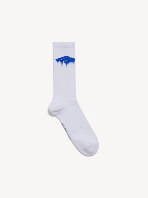 Men's Wet Brush Socks in White/blue