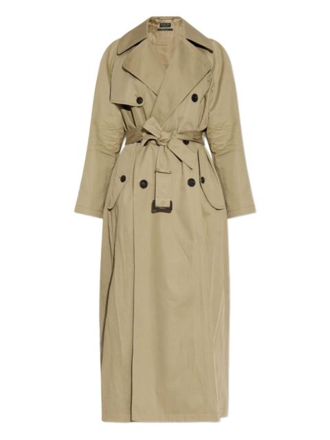 belted double-breasted trench coat