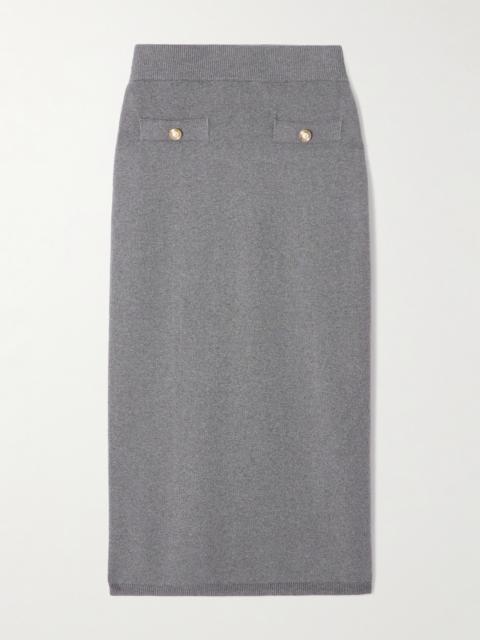 Button-embellished Cotton And Cashmere-blend Midi Skirt