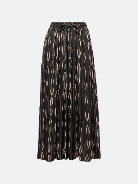 Samila pleated printed midi skirt