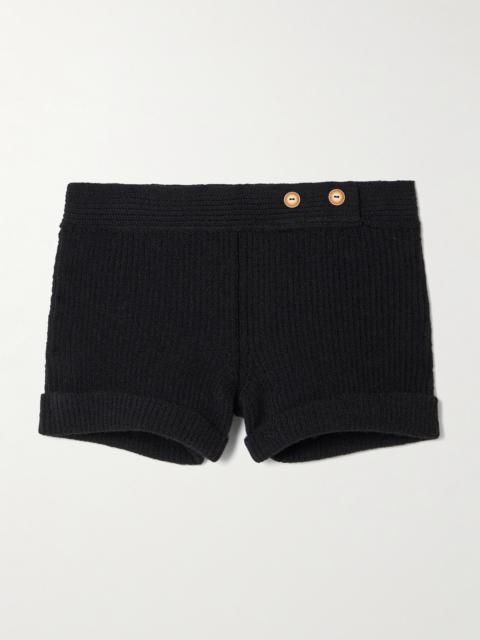 Diha Button-embellished Ribbed Wool-blend Shorts
