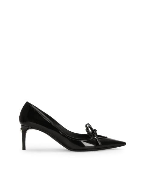 DNA ribbon-tie leather pumps