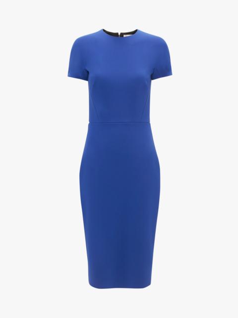Victoria Beckham Fitted T-Shirt Dress In Palace Blue -  1224WDR005232A-Palace-Blue-4 | REVERSIBLE