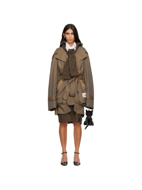 Brown Reversed Front Trench Coat