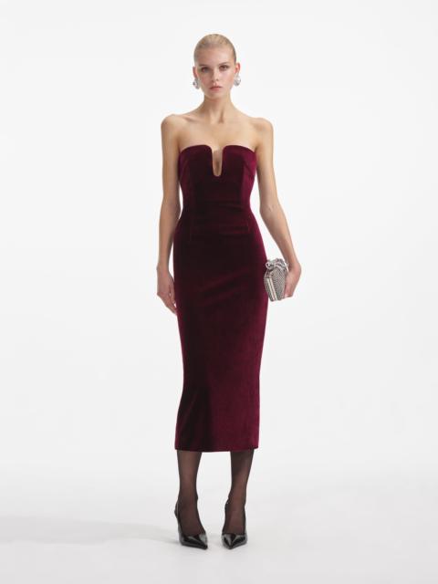 knee length dresses for ladies Balia Velvet Burgundy Midi Dress