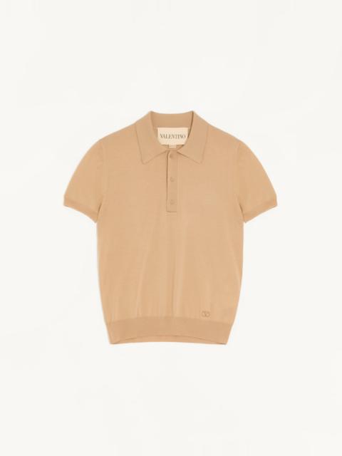 VALENTINO WOOL POLO SHIRT WITH VLOGO EMBROIDERY