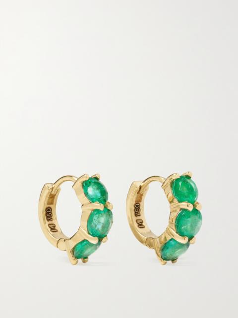 18-karat Gold Emerald Hoop Earrings