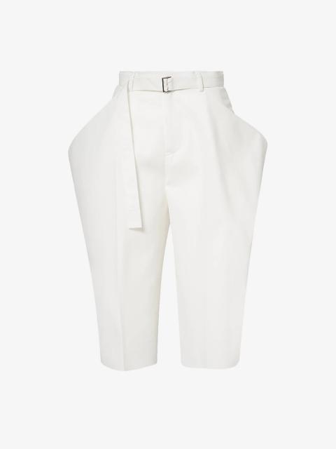 Cropped Wide-Leg Woven Trousers