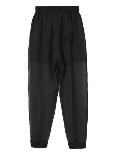 elasticated-waist tapered trousers