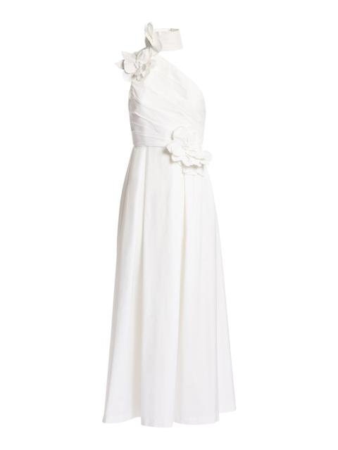 Floral-Appliquéd Cotton Poplin Maxi Dress off-white