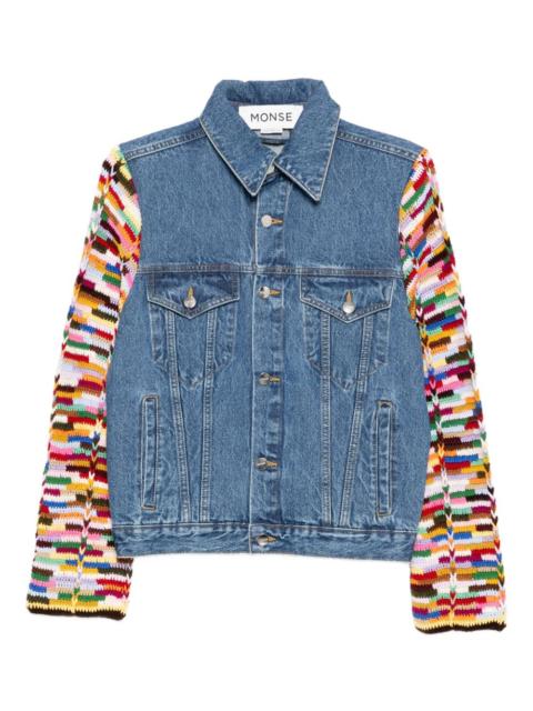 crochet sleeves denim jacket