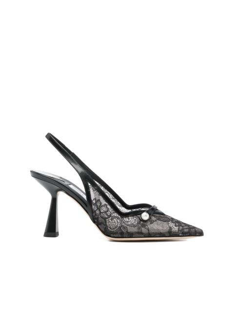 Amita 85 lace appliqué heel pumps