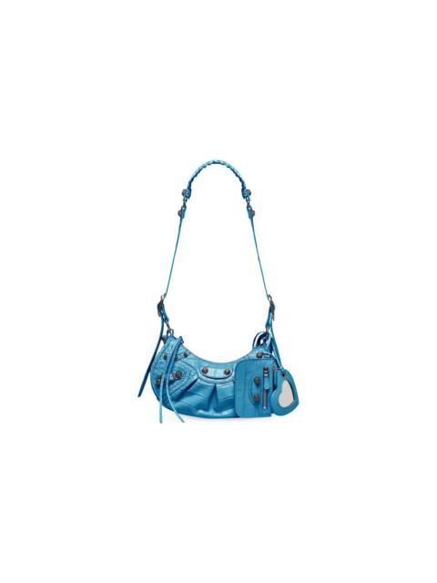 Women's Le Cagole Xs Shoulder Bag Crocodile Embossed in Blue