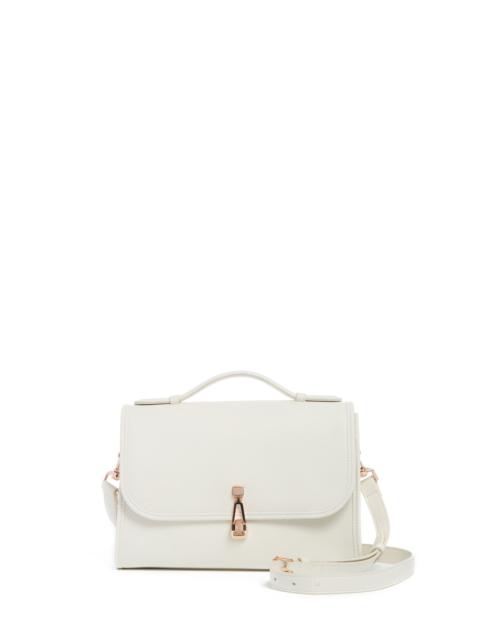 Medium Leonora Flap Bag in Ivory Textured Leather