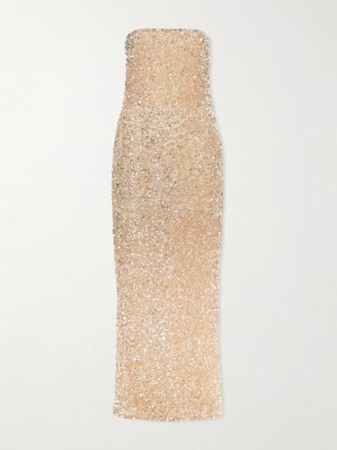 Strapless Embellished Satin Gown