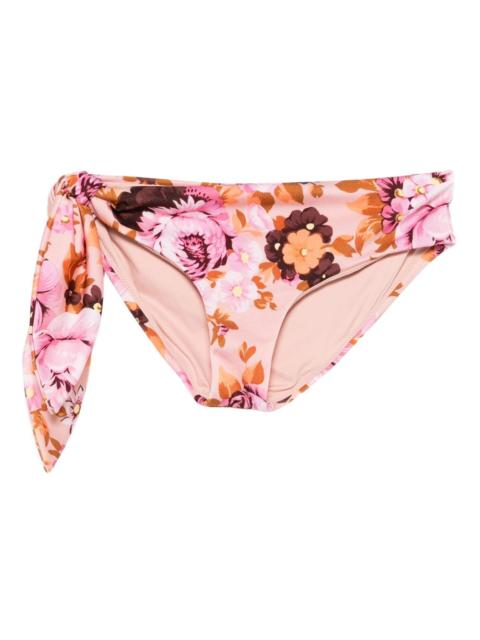 floral-print tie-side bikini bottoms