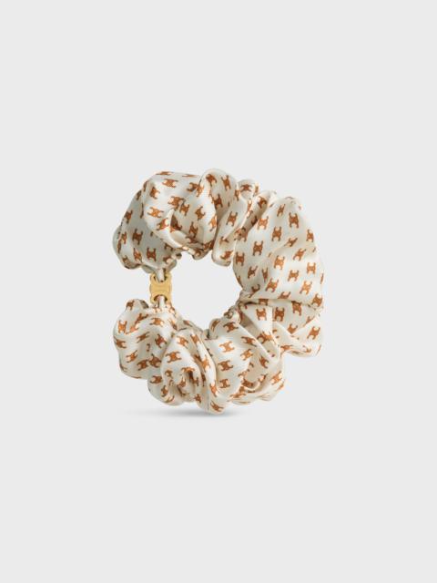 Celine Mini Triomphe Scrunchy in silk and Brass with Gold Finish