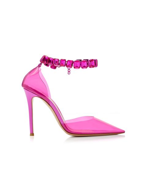 Crystal-Embellished PVC Pumps pink