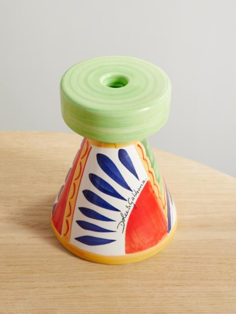 Painted Ceramic Candleholder