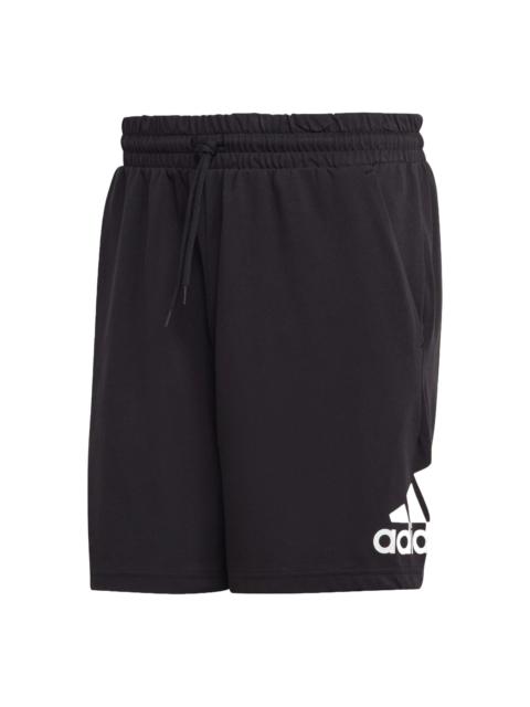 adidas Essentials Logo Shorts Asia Sizing 'Black White' IC9375