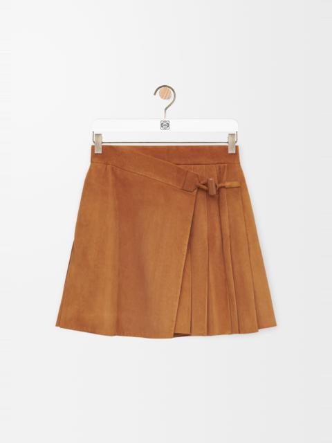 Pleated mini skirt in suede lambskin