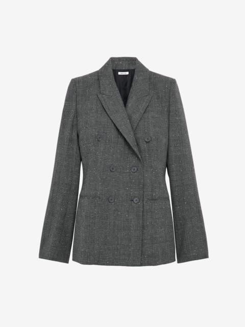 Flecked Glen Check Double-breasted Jacket