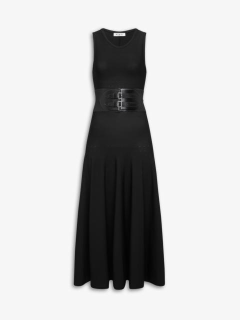 BELTED MIDI DRESS IN MAT VISCOSE KNIT