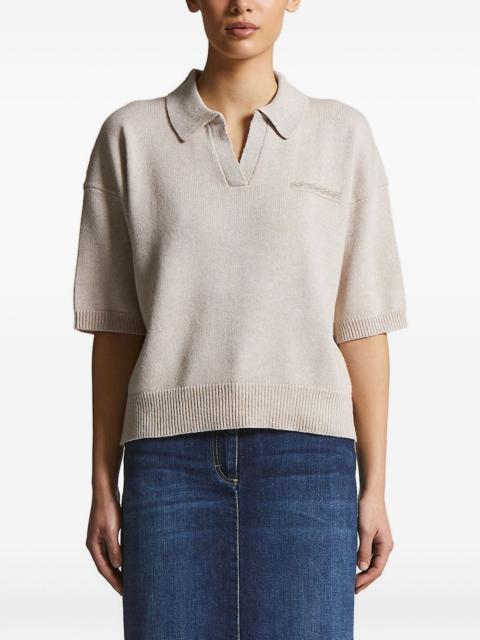 short-sleeve embellished knitted top