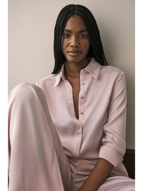 Hammered Satin Relaxed Woven Shirt