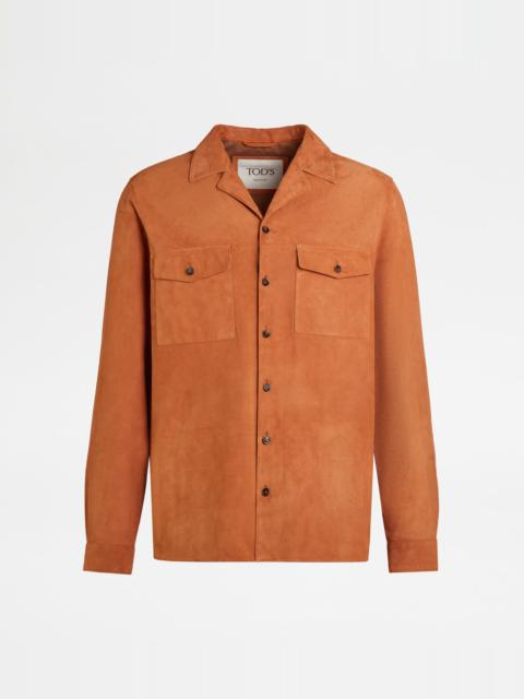 OVERSHIRT IN PASHMY SUEDE - ORANGE
