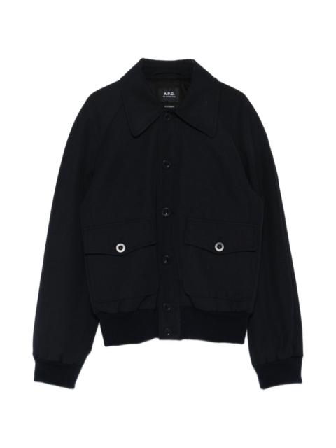 patch-pocket collared bomber jacket