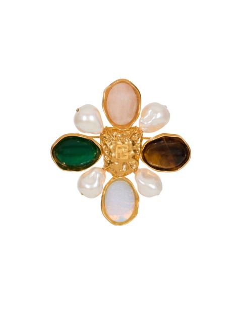 Baroque brooch in stones and pearls