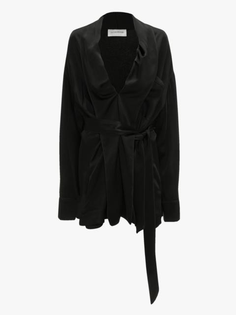 Wrap Detail Mini Dress In Black