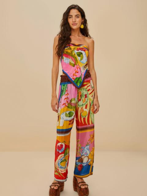 Multicolor Summer Picnic Low Waist Pants