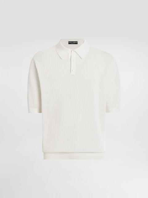 Short-sleeved cotton polo-shirt