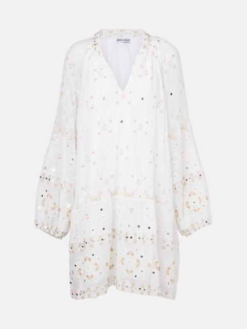 Embroidered cotton minidress