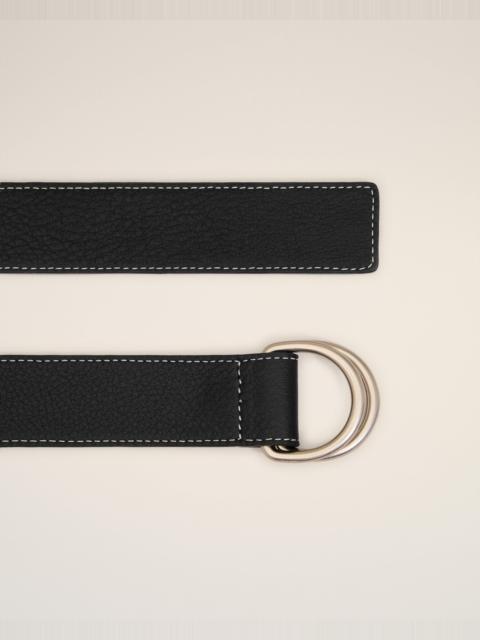BLACK SUPPLE LEATHER DOUBLE BUCKLE 35MM BELT