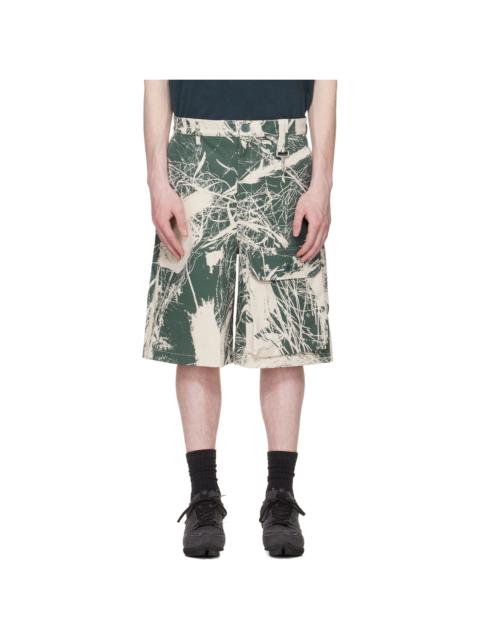 Khaki & Off-White Duck Canvas Patch Pocket Cargo Shorts