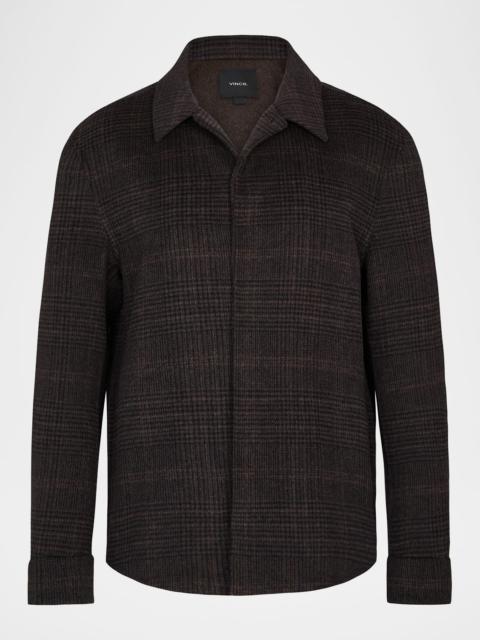 Men's Plaid Splittable Wool-Blend Shirt Jacket
