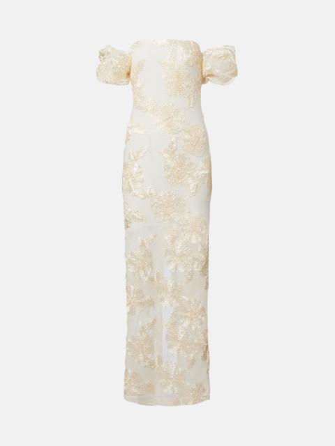 Embroidered bustier gown