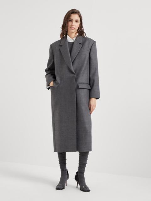 Virgin wool coat with monili