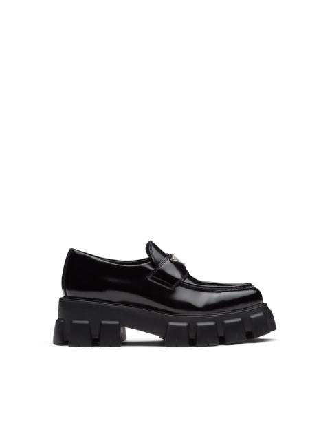 Monolith pointy brushed leather loafers
