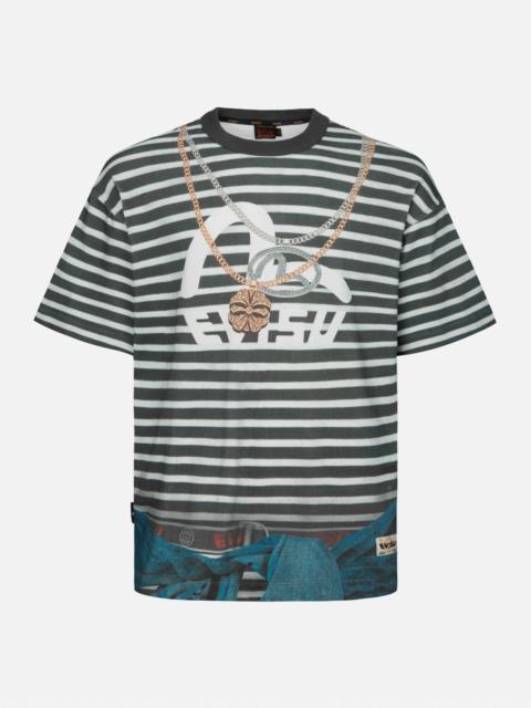 TROMPE-L'OEIL AND SEAGULL PRINT LOOSE FIT STRIPE T-SHIRT