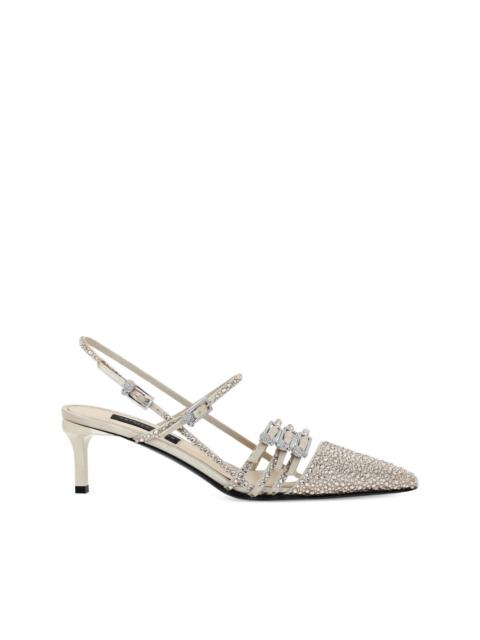 rhinestone-embellished slingback pumps