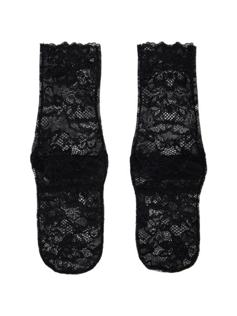 Black Floral Lace Socks