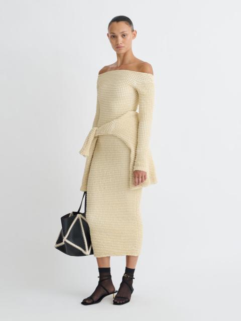 Ruched Glass Poplin Long Dress