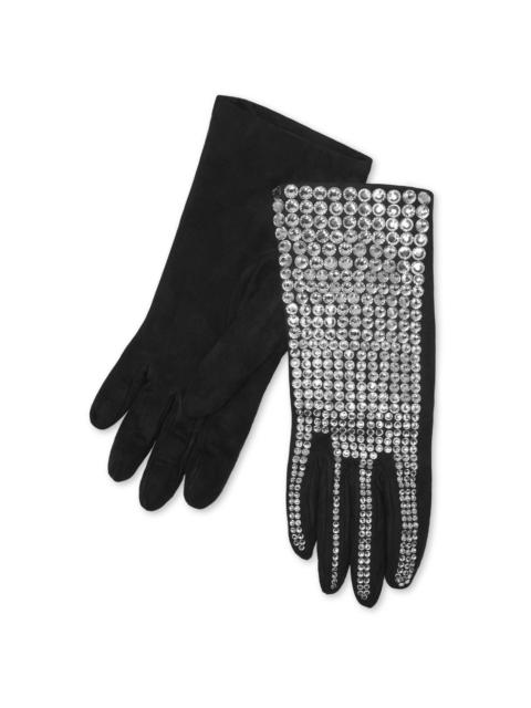 crystal-embellished suede mid-gloves